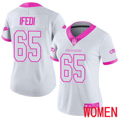 Seattle Seahawks Limited White Pink Women Germain Ifedi Jersey NFL Football #65 Rush Fashion->seattle seahawks->NFL Jersey